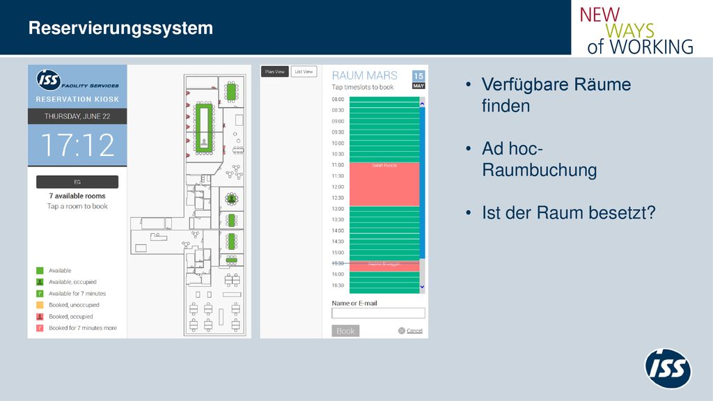 Reservierungssystem Verfügbare Räume finden Ad hoc- Raumbuchung Ist der Raum besetzt