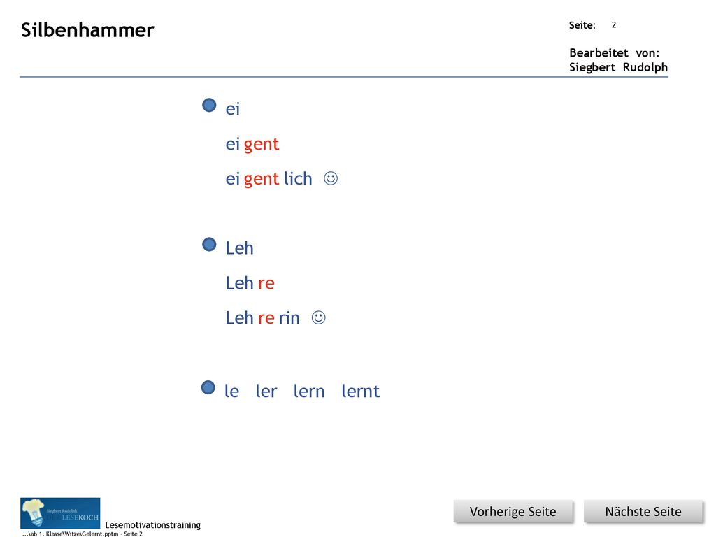 Silbenhammer ei ei gent ei gent lich J Leh Leh re Leh re rin J