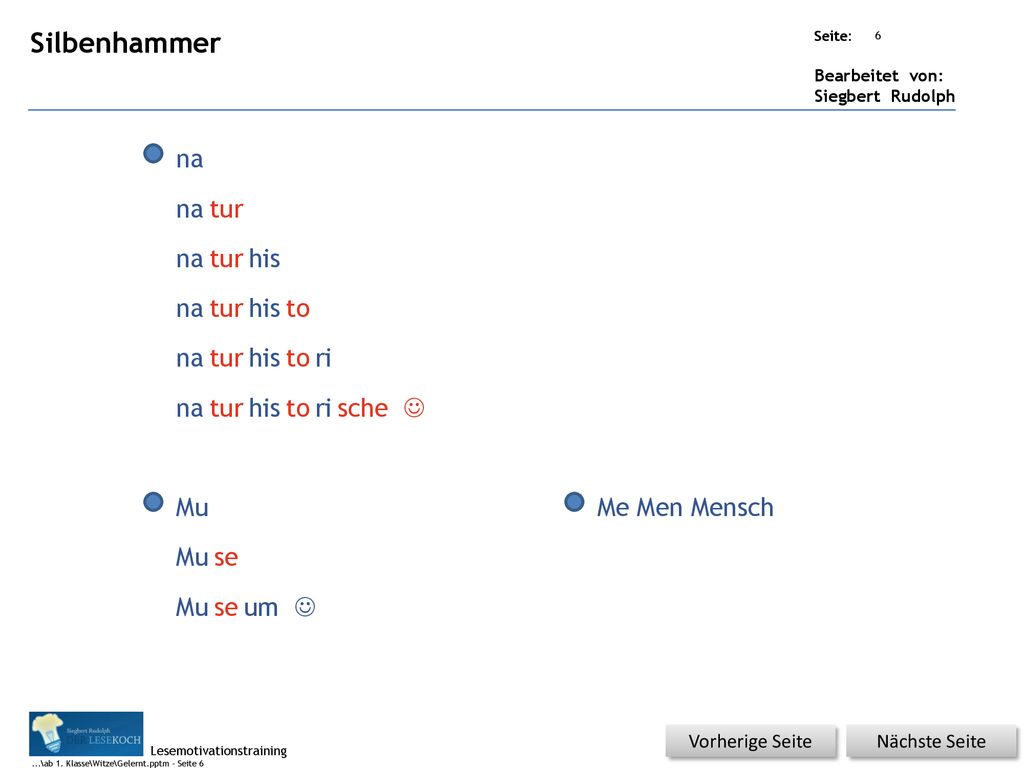 Silbenhammer na na tur na tur his na tur his to na tur his to ri na