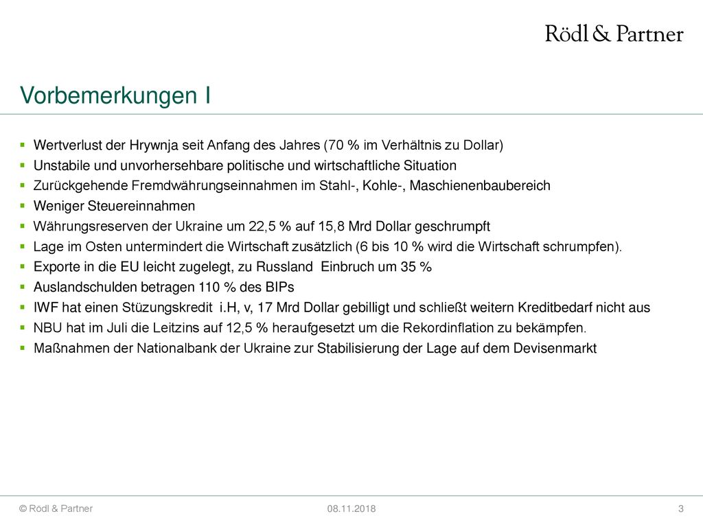 Vorbemerkungen I Wertverlust der Hrywnja seit Anfang des Jahres (70 % im Verhältnis zu Dollar)