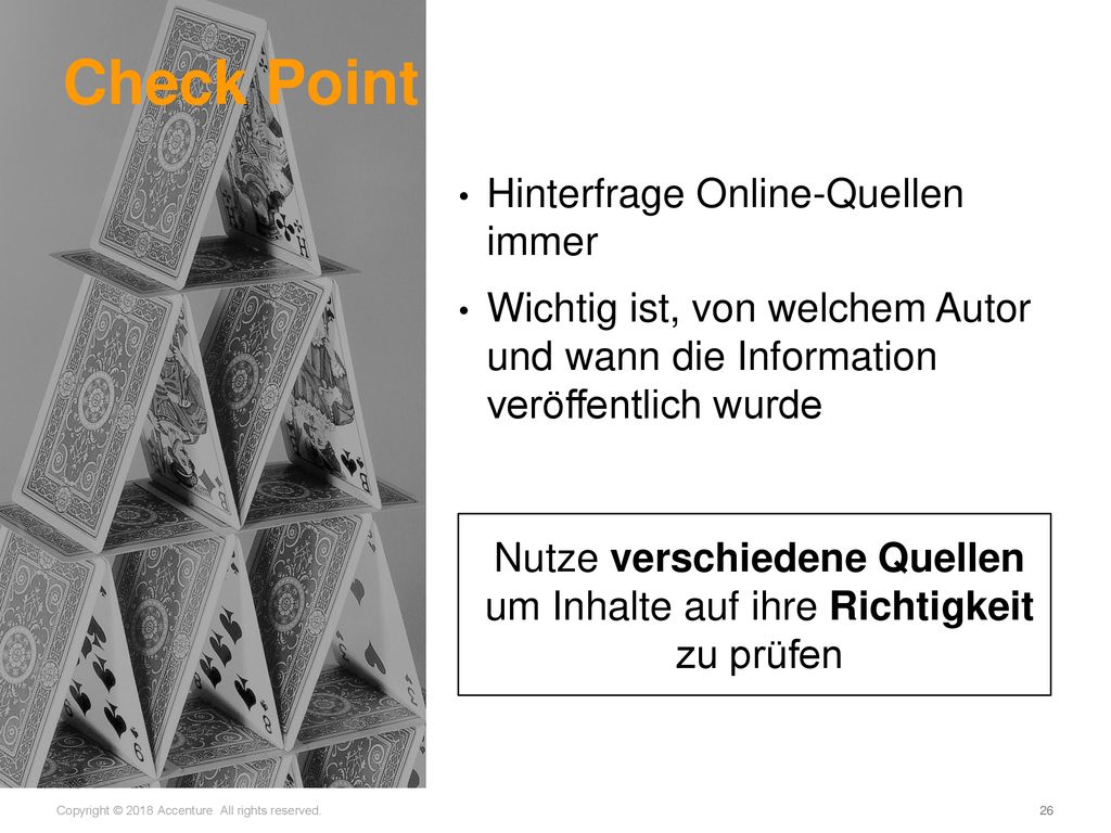 Nutze verschiedene Quellen um Inhalte auf ihre Richtigkeit zu prüfen