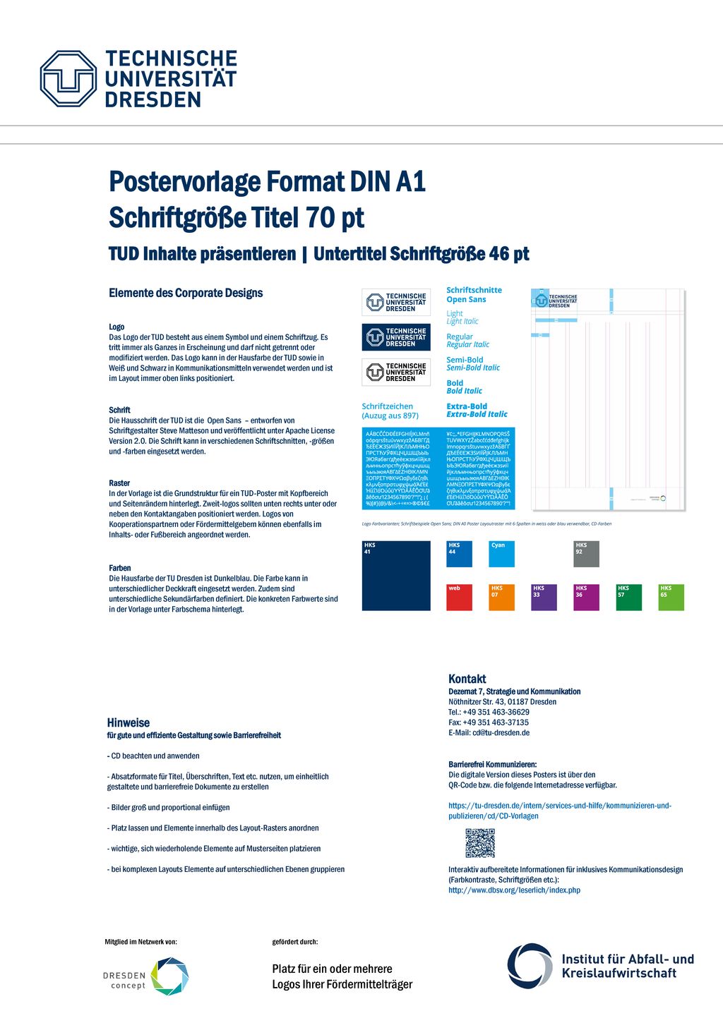 Postervorlage Format DIN A1 Schriftgröße Titel 70 pt