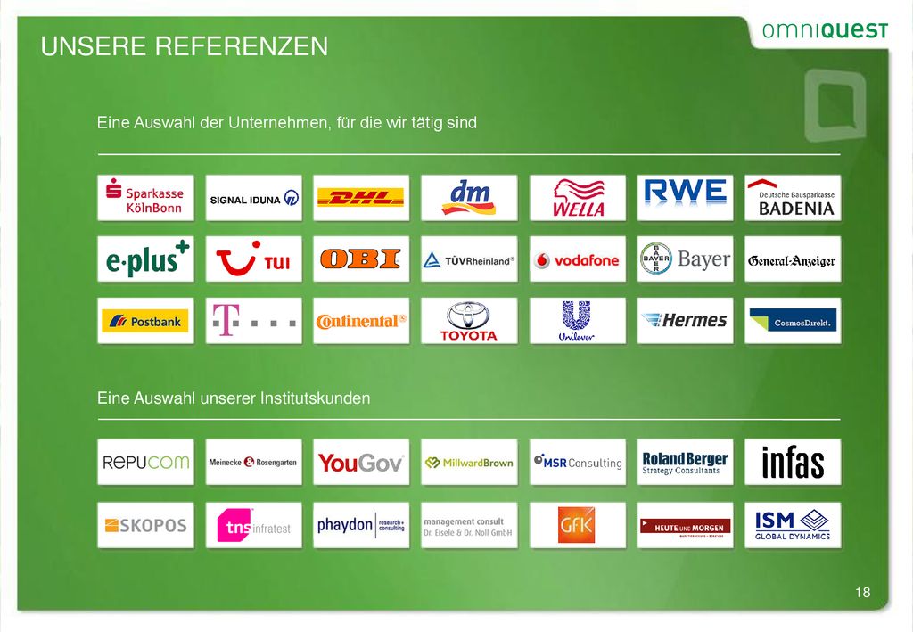 Unsere referenzen Eine Auswahl der Unternehmen, für die wir tätig sind