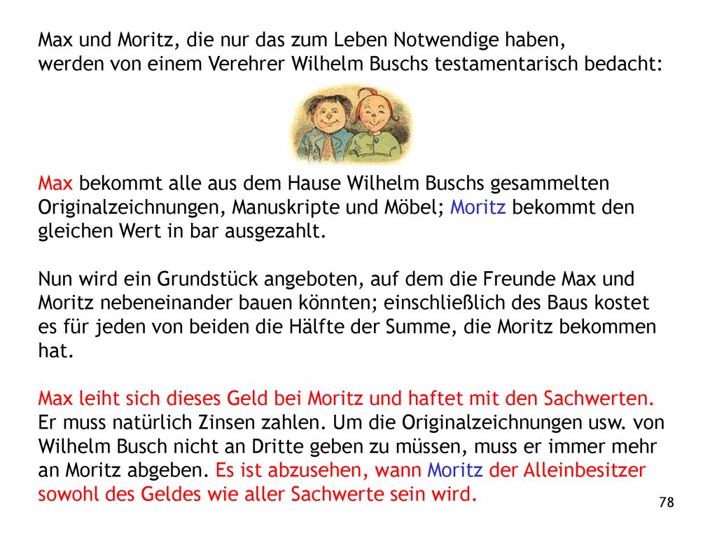 Max und Moritz, die nur das zum Leben Notwendige haben,