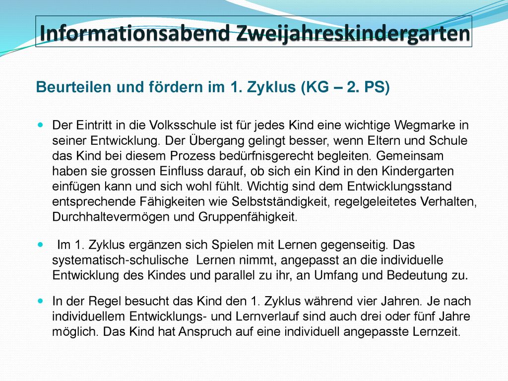 Beurteilen und fördern im 1. Zyklus (KG – 2. PS)