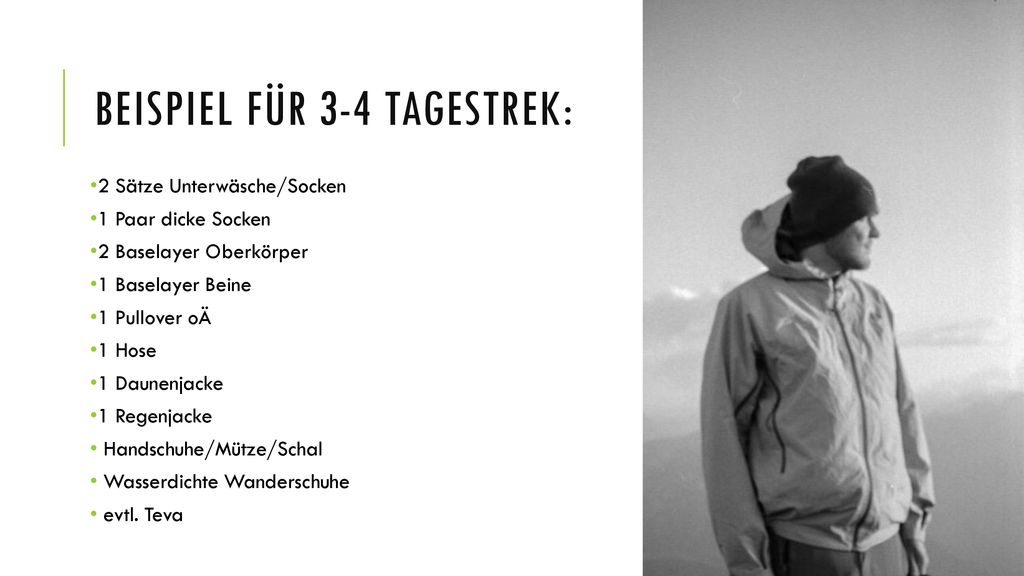 Beispiel für 3-4 Tagestrek: