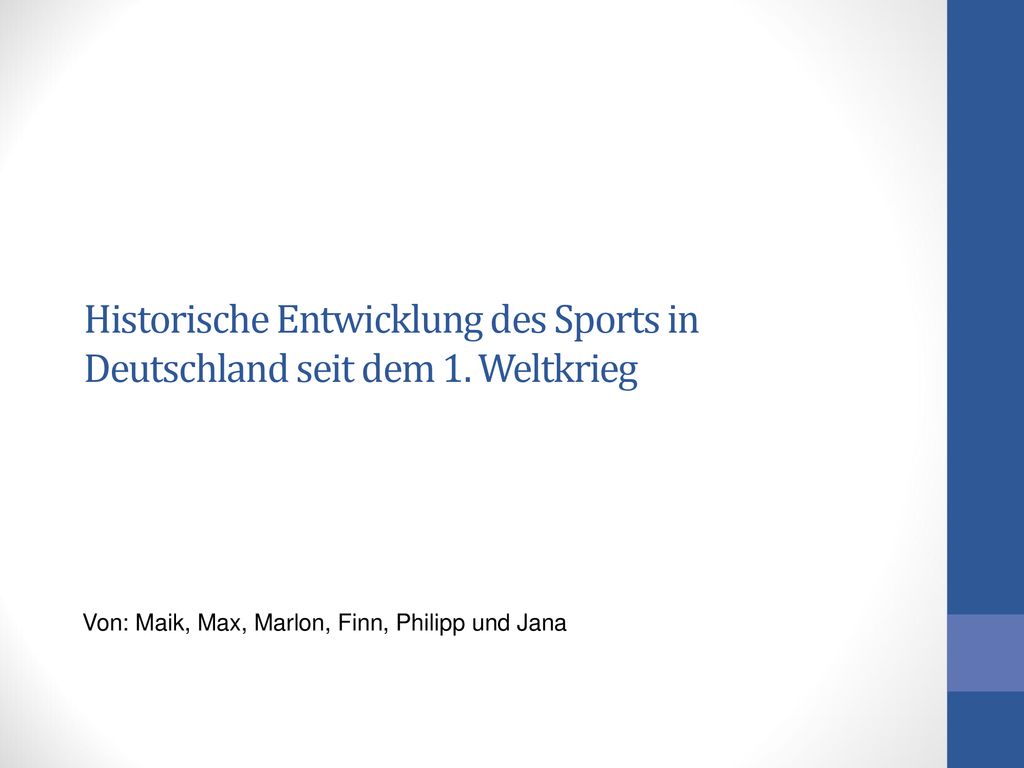 Historische Entwicklung des Sports in Deutschland seit dem 1. Weltkrieg