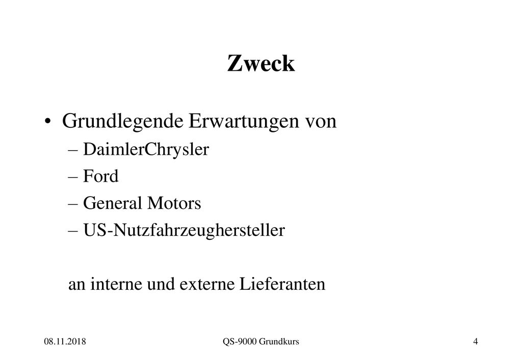 Zweck Grundlegende Erwartungen von DaimlerChrysler Ford General Motors