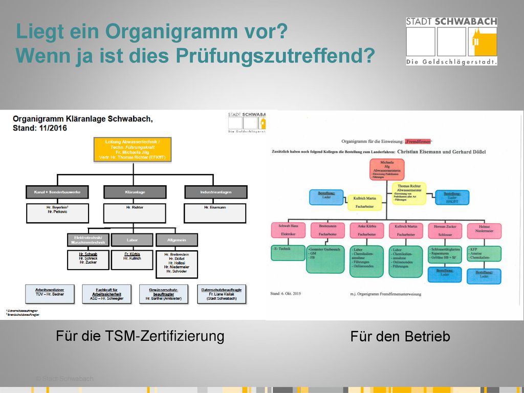 Liegt ein Organigramm vor Wenn ja ist dies Prüfungszutreffend