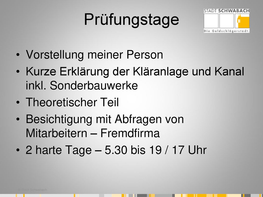 Prüfungstage Vorstellung meiner Person