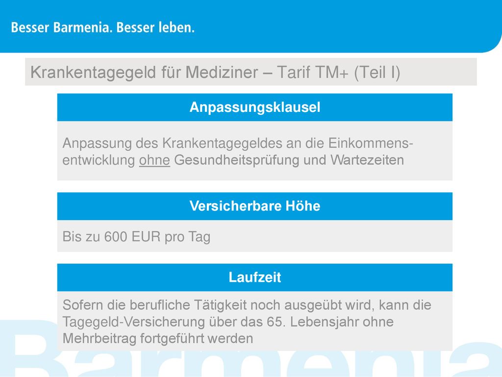 Krankentagegeld für Mediziner – Tarif TM+ (Teil I)