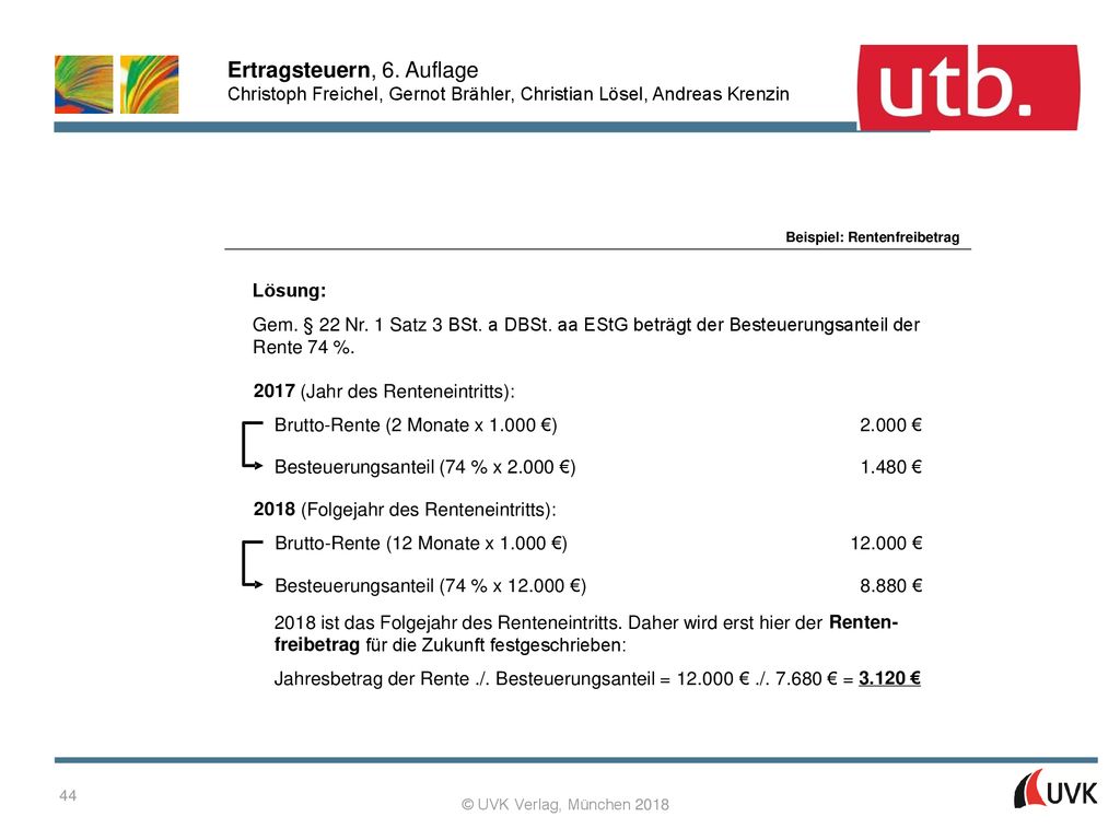 2018 ist das Folgejahr des Renteneintritts. Daher wird erst hier der