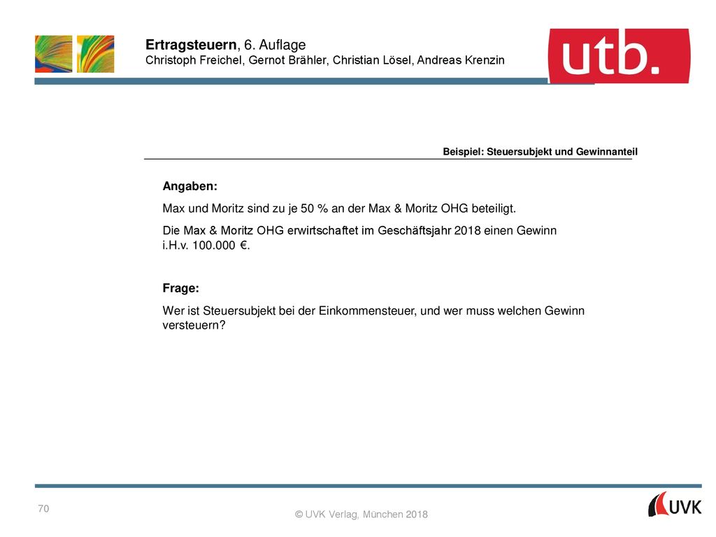 Max und Moritz sind zu je 50 % an der Max & Moritz OHG beteiligt.