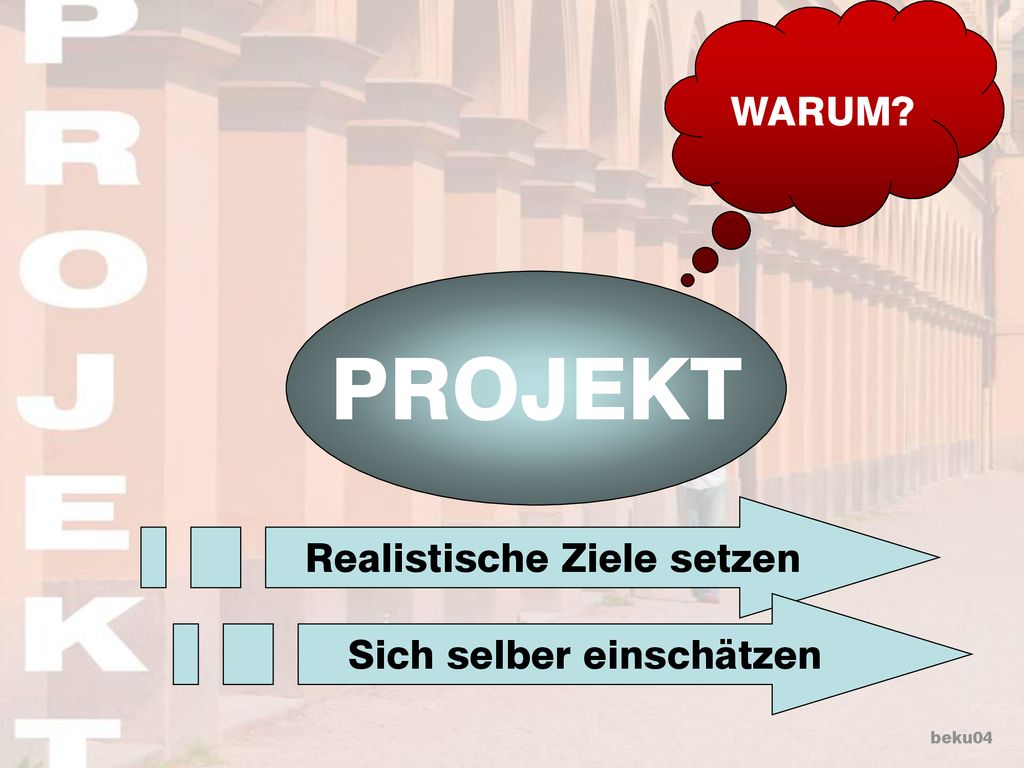 WARUM PROJEKT Realistische Ziele setzen Sich selber einschätzen