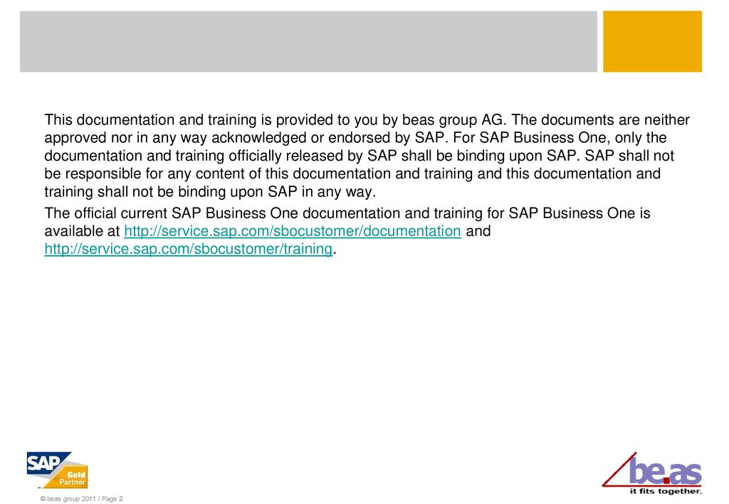 This documentation and training is provided to you by beas group AG