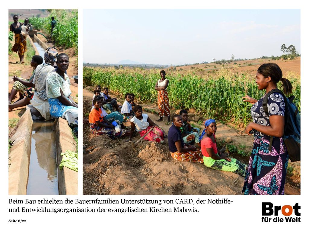 Beim Bau erhielten die Bauernfamilien Unterstützung von CARD, der Nothilfe- und Entwicklungsorganisation der evangelischen Kirchen Malawis.