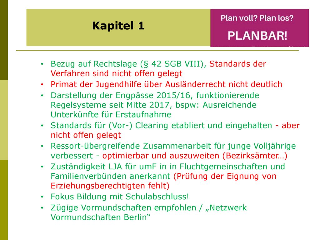 Kapitel 1 Bezug auf Rechtslage (§ 42 SGB VIII), Standards der Verfahren sind nicht offen gelegt.