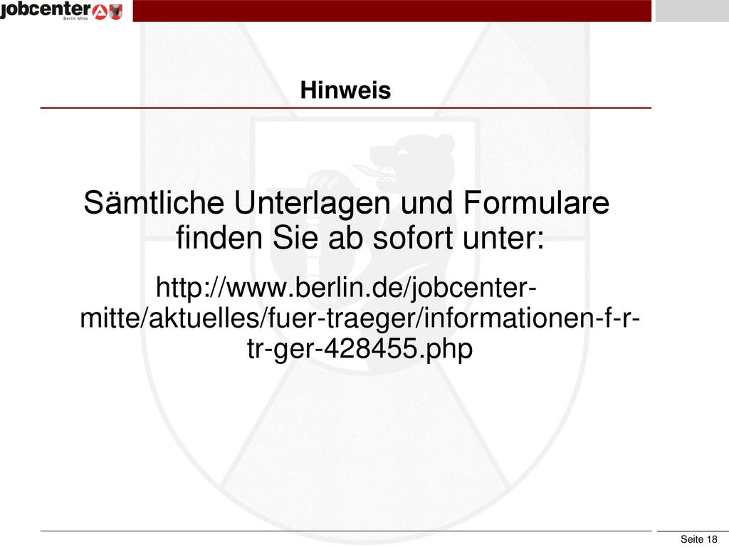 Sämtliche Unterlagen und Formulare finden Sie ab sofort unter: