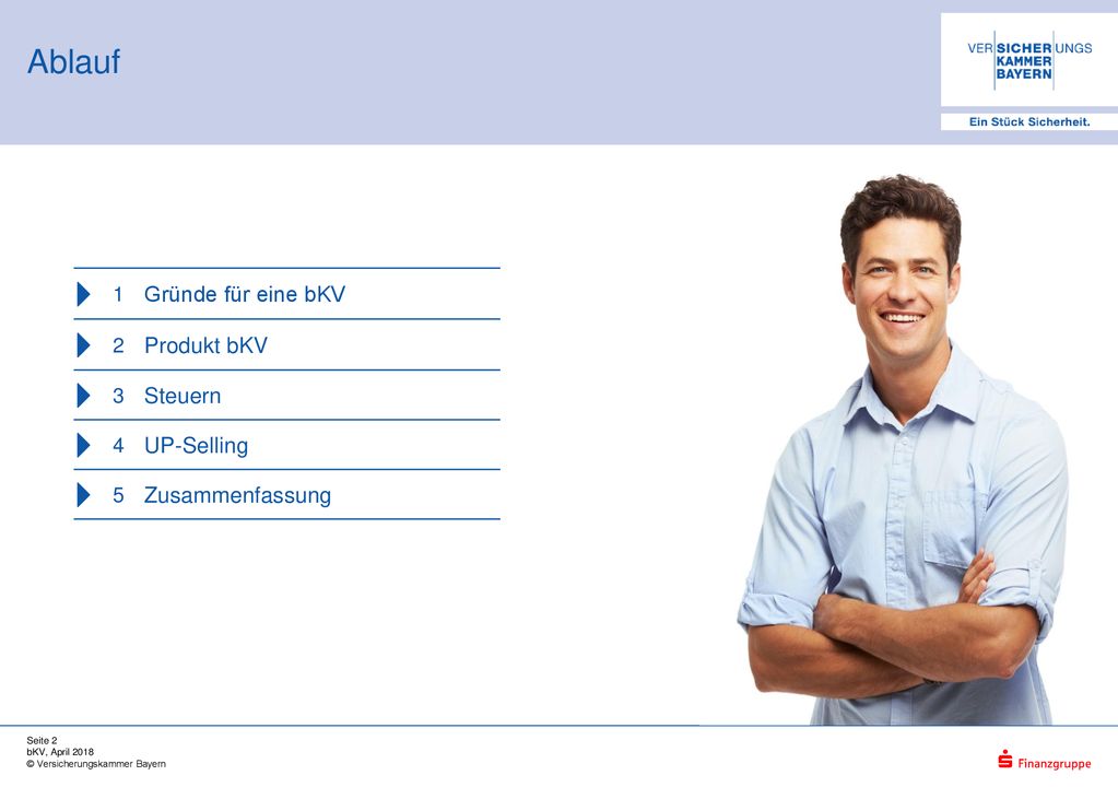 Ablauf  Gründe für eine bKV Produkt bKV Steuern UP-Selling