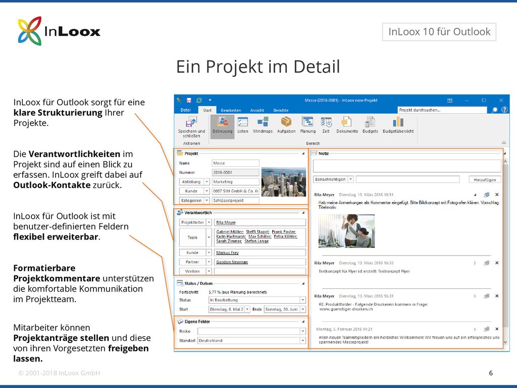 Ein Projekt im Detail InLoox für Outlook sorgt für eine klare Strukturierung Ihrer Projekte.