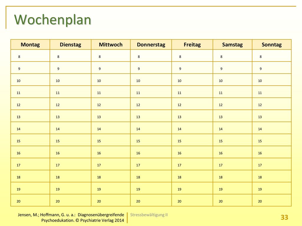 Wochenplan Montag Dienstag Mittwoch Donnerstag Freitag Samstag Sonntag