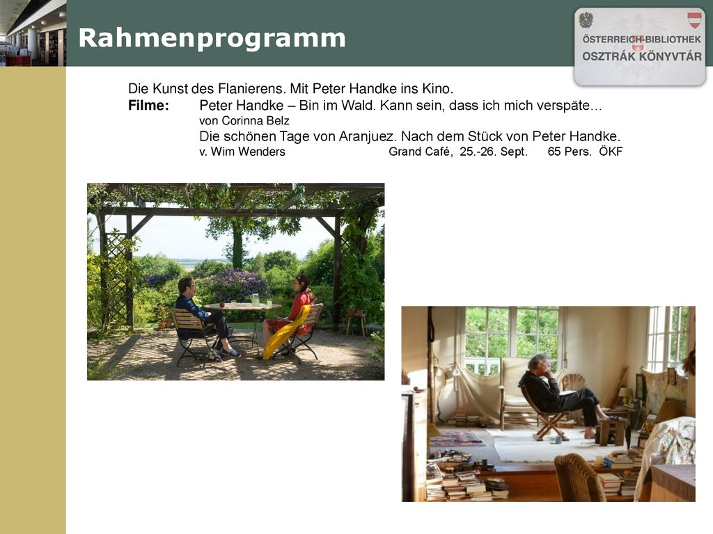 Rahmenprogramm Die Kunst des Flanierens. Mit Peter Handke ins Kino.