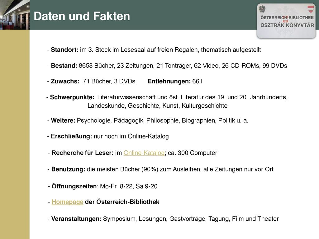 - Erschließung: nur noch im Online-Katalog