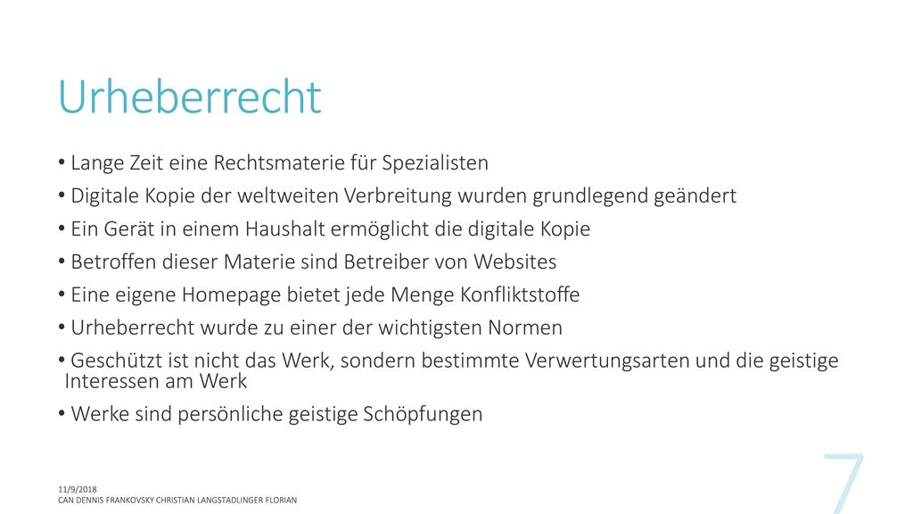 Urheberrecht Lange Zeit eine Rechtsmaterie für Spezialisten