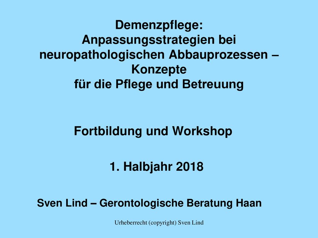 Fortbildung und Workshop 1. Halbjahr 2018