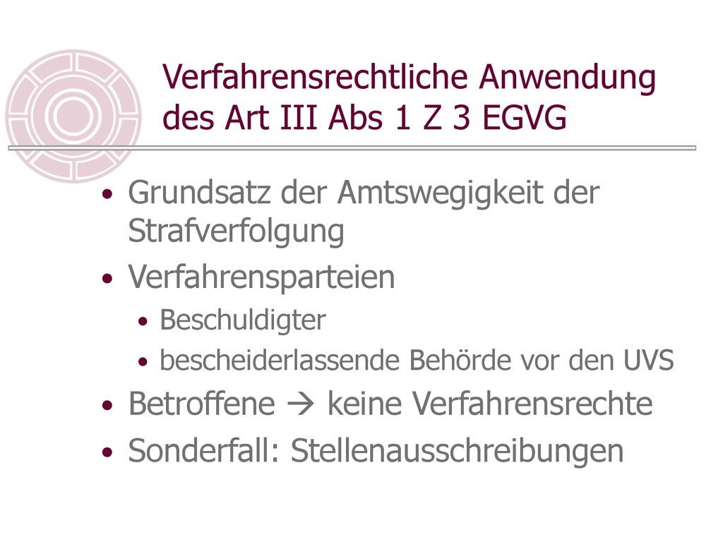Verfahrensrechtliche Anwendung des Art III Abs 1 Z 3 EGVG