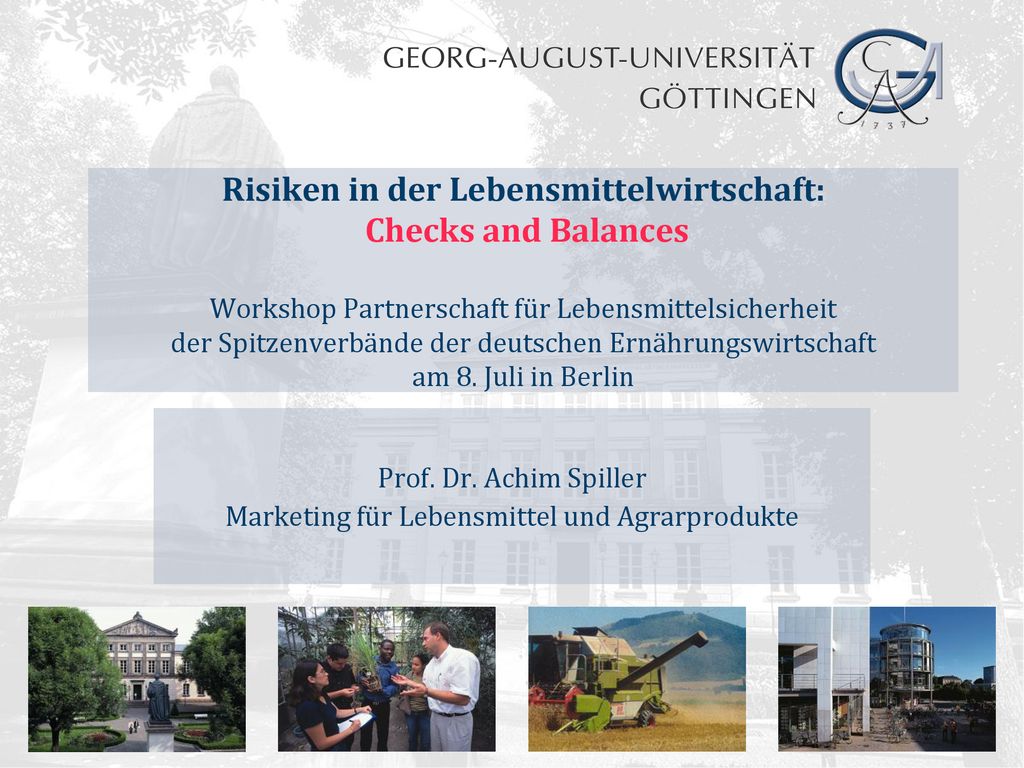 Prof. Dr. Achim Spiller Marketing für Lebensmittel und Agrarprodukte