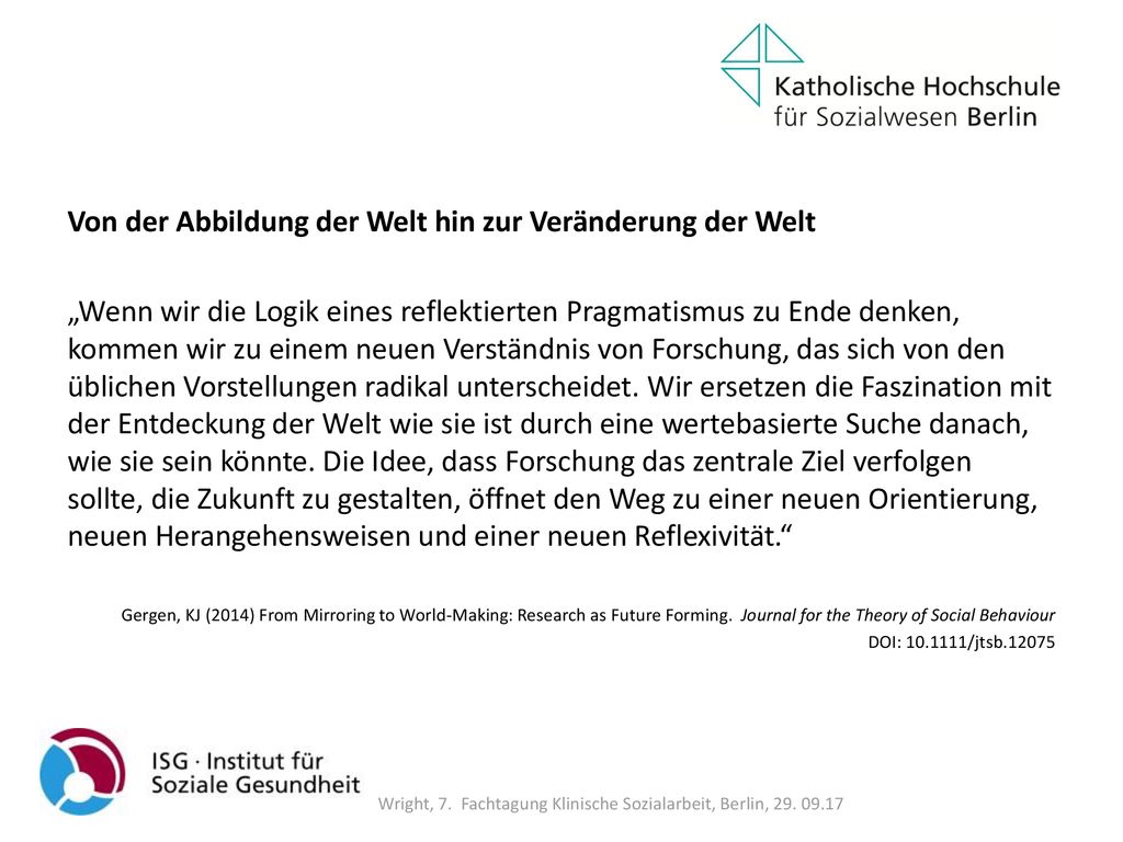 Wright, 7. Fachtagung Klinische Sozialarbeit, Berlin,
