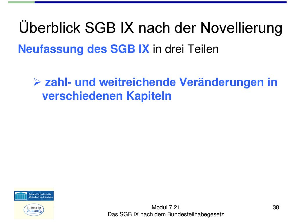 Überblick SGB IX nach der Novellierung