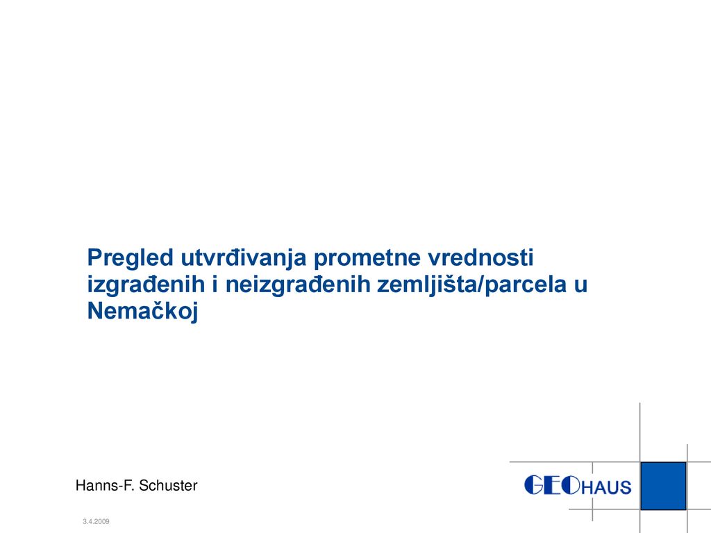 Pregled utvrđivanja prometne vrednosti izgrađenih i neizgrađenih zemljišta/parcela u Nemačkoj