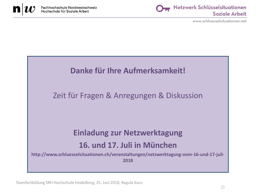 Danke für Ihre Aufmerksamkeit! Einladung zur Netzwerktagung
