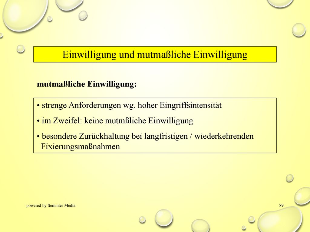 Einwilligung und mutmaßliche Einwilligung