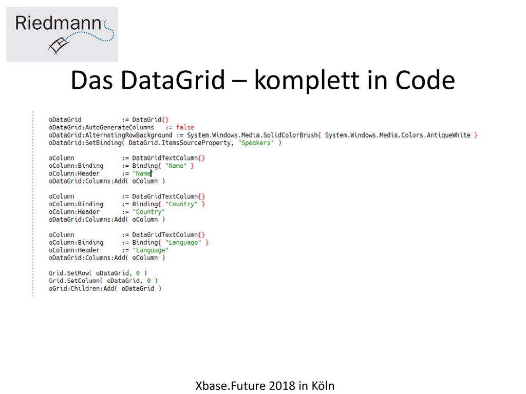 Das DataGrid – komplett in Code