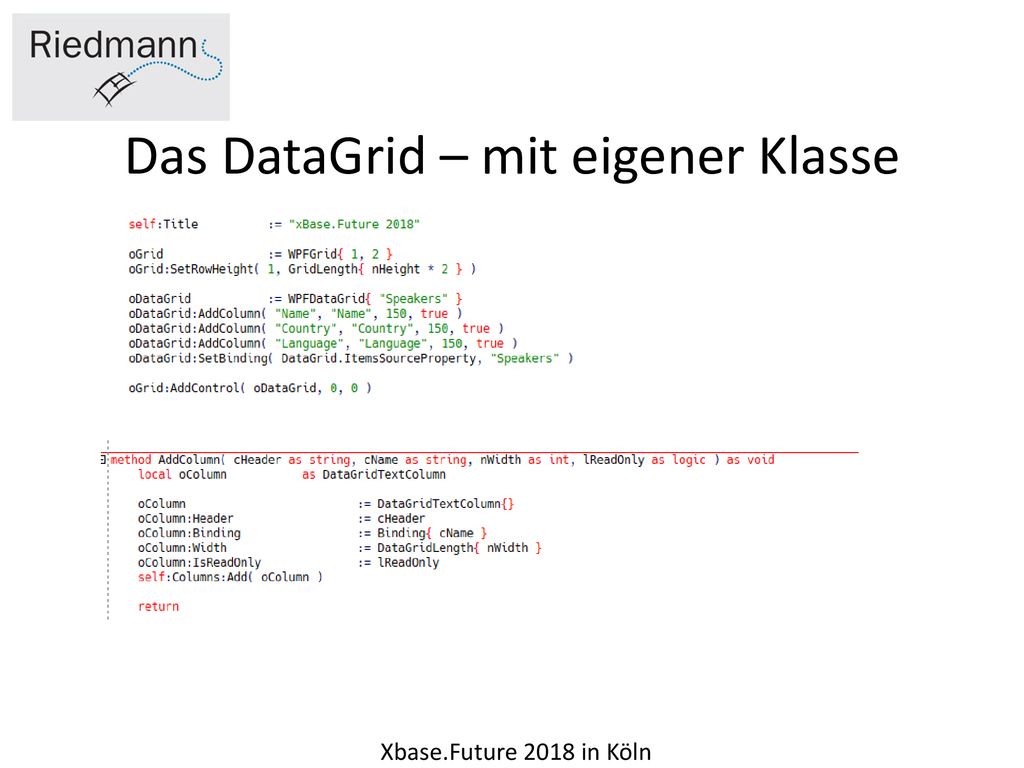 Das DataGrid – mit eigener Klasse