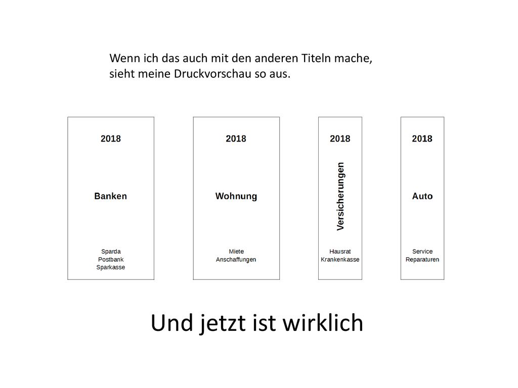 Und jetzt ist wirklich Wenn ich das auch mit den anderen Titeln mache,