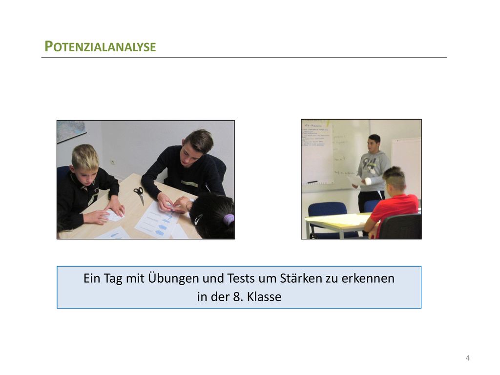 Ein Tag mit Übungen und Tests um Stärken zu erkennen