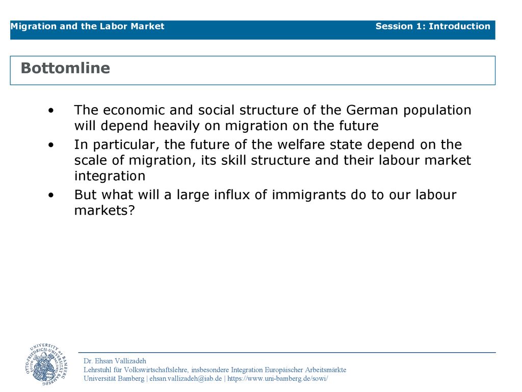 Migration and the Labor Market Session 1: Introduction