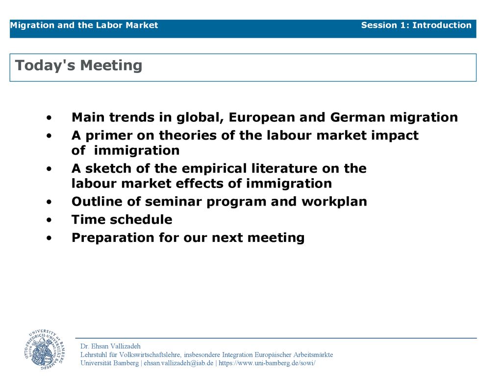 Today s Meeting Main trends in global, European and German migration