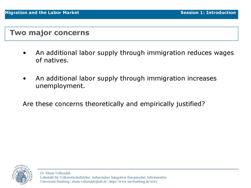 Migration and the Labor Market Session 1: Introduction