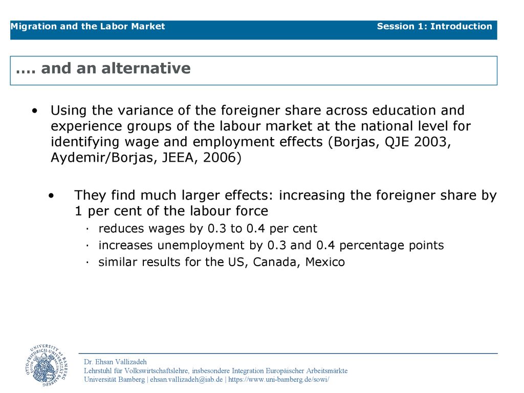 Migration and the Labor Market Session 1: Introduction