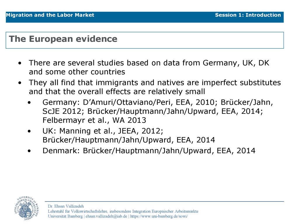 Migration and the Labor Market Session 1: Introduction