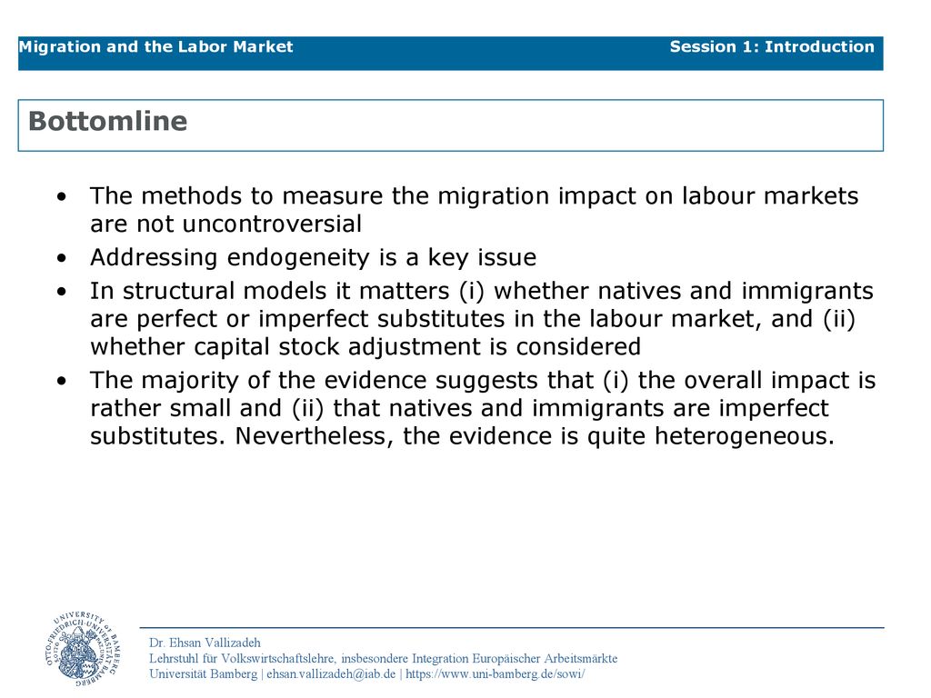 Migration and the Labor Market Session 1: Introduction