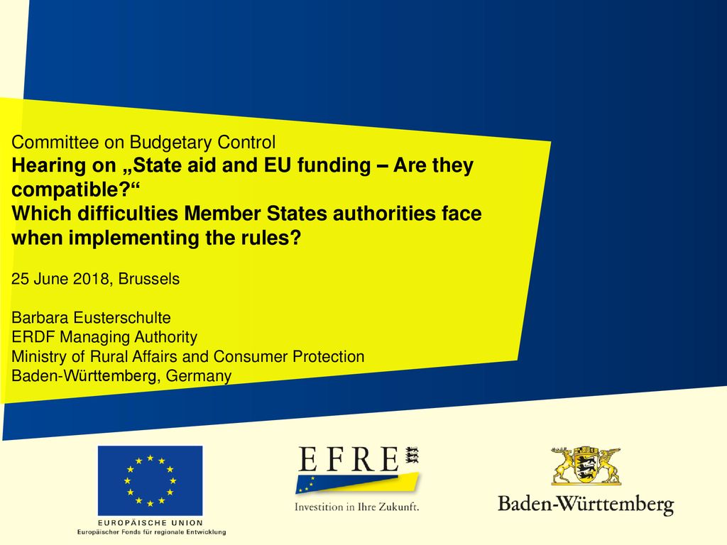 Hearing on „State aid and EU funding – Are they compatible