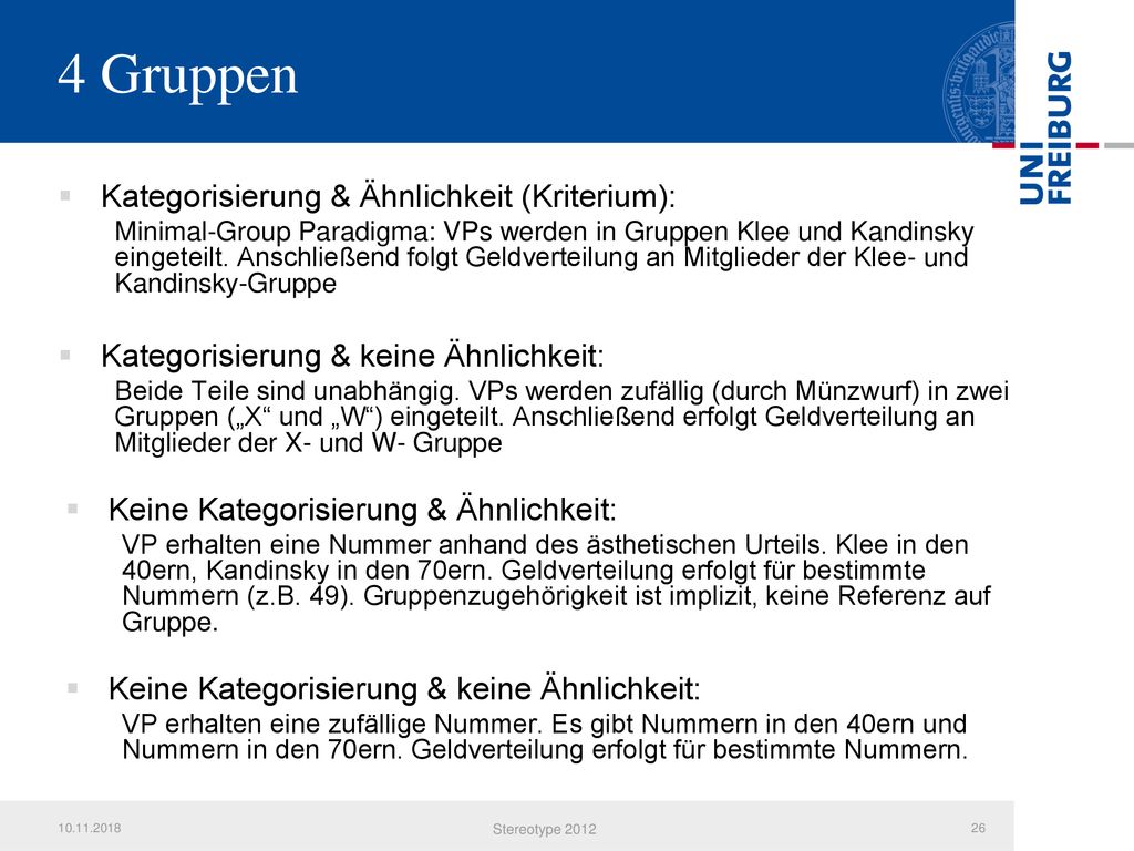 4 Gruppen Kategorisierung & Ähnlichkeit (Kriterium):