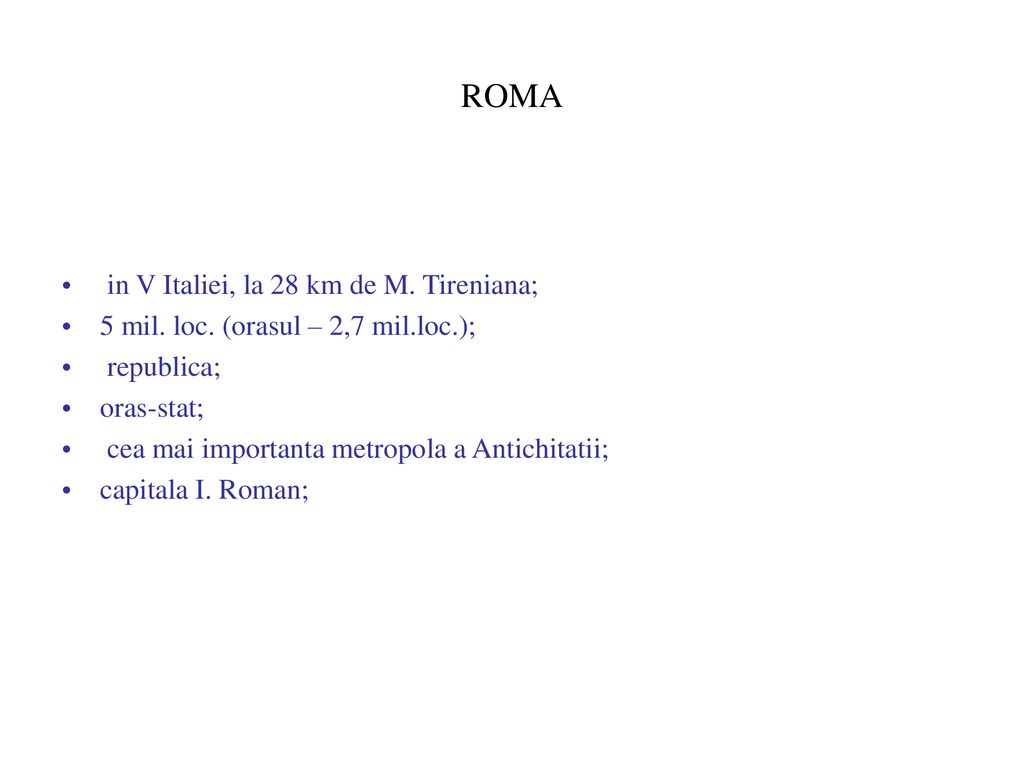 ROMA in V Italiei, la 28 km de M. Tireniana;