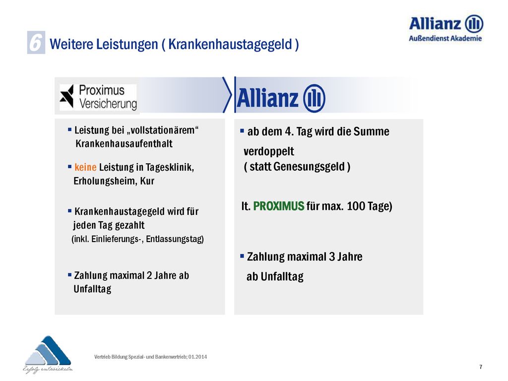 Weitere Leistungen ( Krankenhaustagegeld )